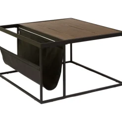 Soffbord 80 x 80 cm - brunt ekfanèr + Fläckborttagare för möbler