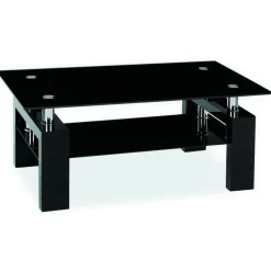 Soffbord 110 x 60 cm - Svart / Glas