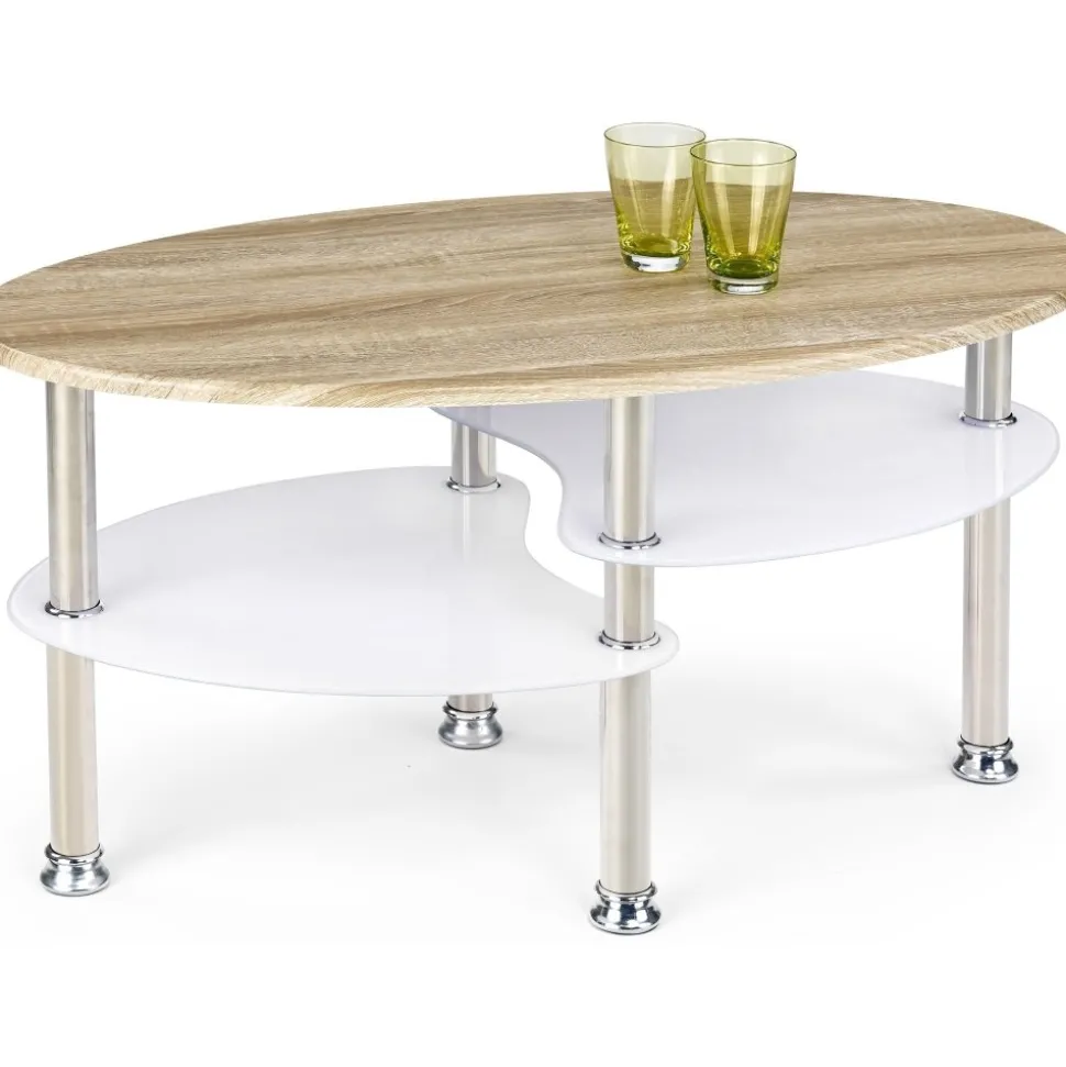 Soffbord 90 x 50 cm Vit/ek - Adiba + Möbeltassar