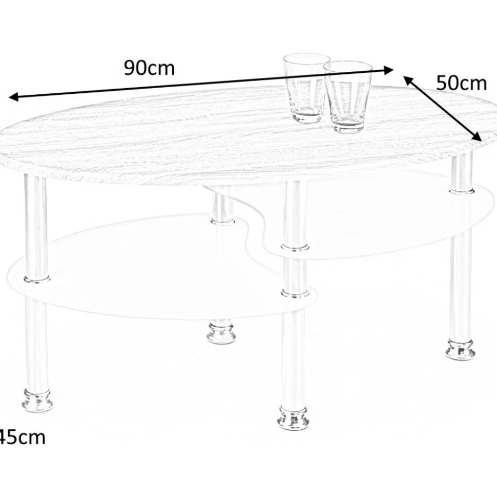 Soffbord 90 x 50 cm Vit/ek - Adiba + Möbeltassar