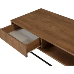 Soffbord Dale med låda i valnöt / Svart - 120x60 cm + Möbeltassar