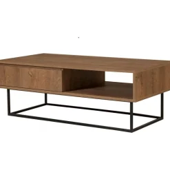 Soffbord Dale med låda i valnöt / Svart - 120x60 cm