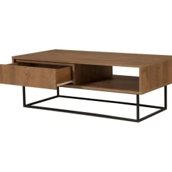 Soffbord Dale med låda i valnöt / Svart - 120x60 cm