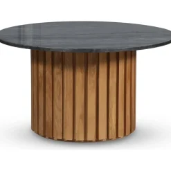 Soffbord i marmor Ø85 - Ek / Grå marmor