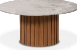 Soffbord i marmor och ek Ø105