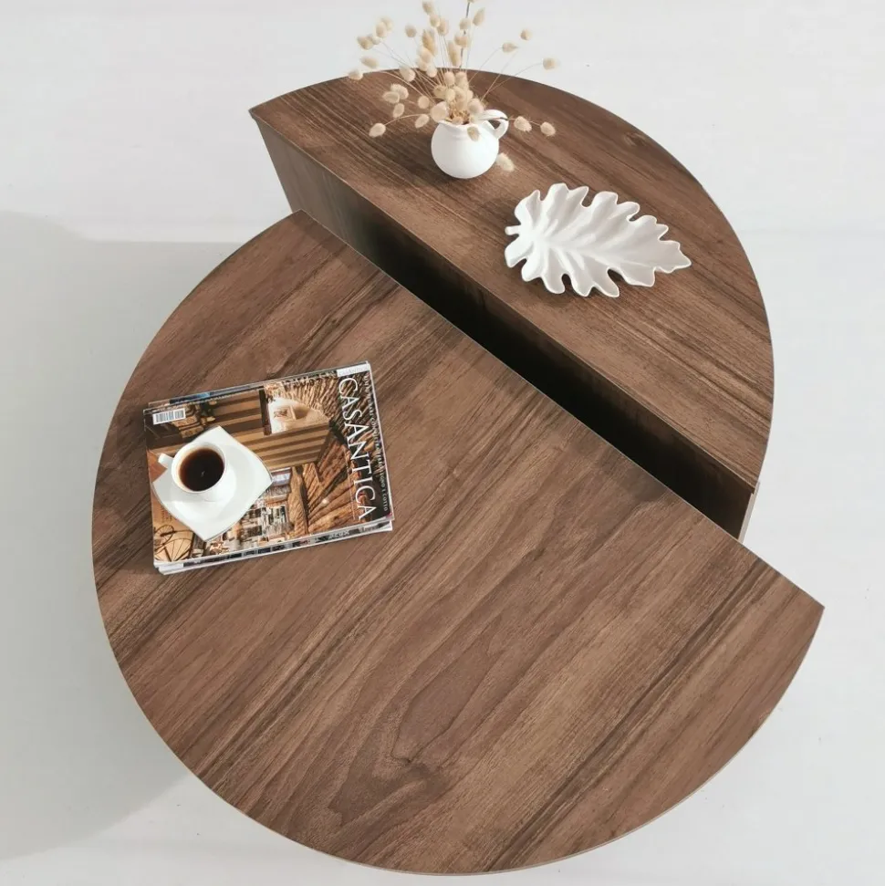 Soffbord i Valnöt 90 x 90 cm - Podium + Möbeltassar