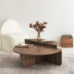 Soffbord i Valnöt 90 x 90 cm - Podium + Möbeltassar