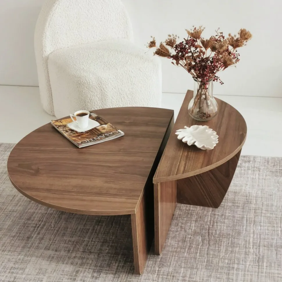 Soffbord i Valnöt 90 x 90 cm - Podium + Textilrengöring för möbler