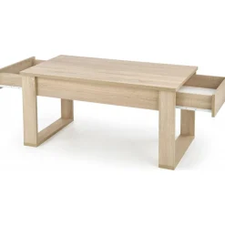 Soffbord med lådor 110x 60 cm ljus ek + Möbeltassar