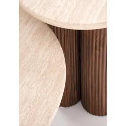 Soffbord mocca med Travertintopp 80 cm