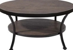 Soffbord mörkbetsad trä/svart Ø91 cm - Manilla + Möbeltassar