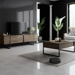 Soffbord valnöt/svart 90 x 60 cm - Lux