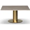 Soffbord 90x90 cm - Matt mässing / Travertin sten