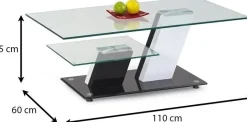 Soffbord 110x60 cm vit svart glas