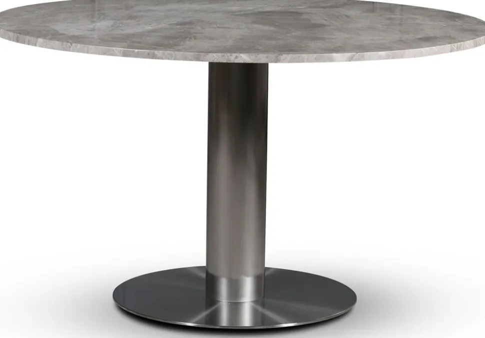 SOHO matbord Ø130 cm - Borstat aluminium / Silver marmor