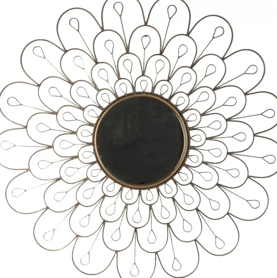 Sol rund spegel Ø91 cm i antik mässing