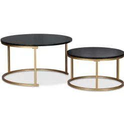 Solano satsbord Ø80/60 cm - Svartbetsad ask / Mässing