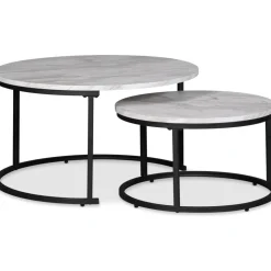 Solano satsbord Ø80/60 cm - Vit marmorimitation