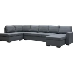 Solna mörkgrå vändbar U-soffa 367 cm + Möbeltassar