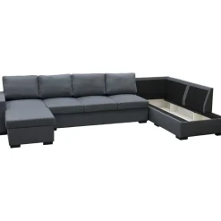 Solna mörkgrå vändbar U-soffa 367 cm + Möbeltassar