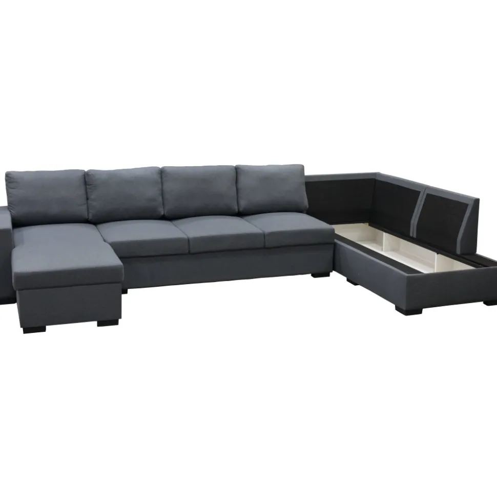 Solna mörkgrå vändbar U-soffa 367 cm + Möbeltassar