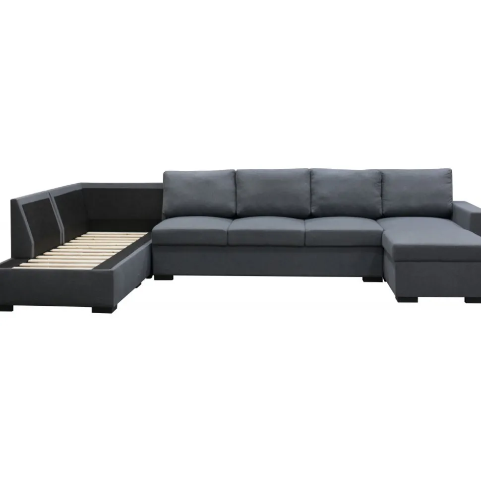 Solna mörkgrå vändbar U-soffa 367 cm + Möbeltassar