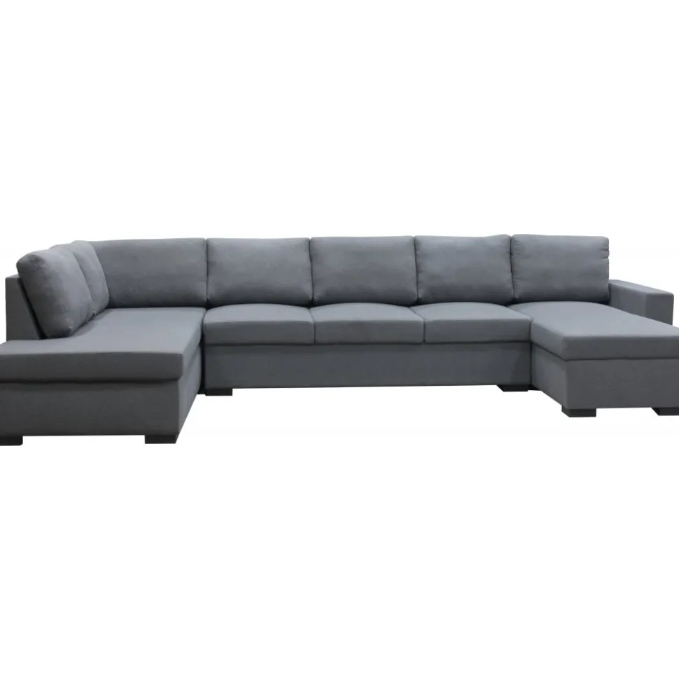 Solna mörkgrå vändbar U-soffa 367 cm + Möbeltassar