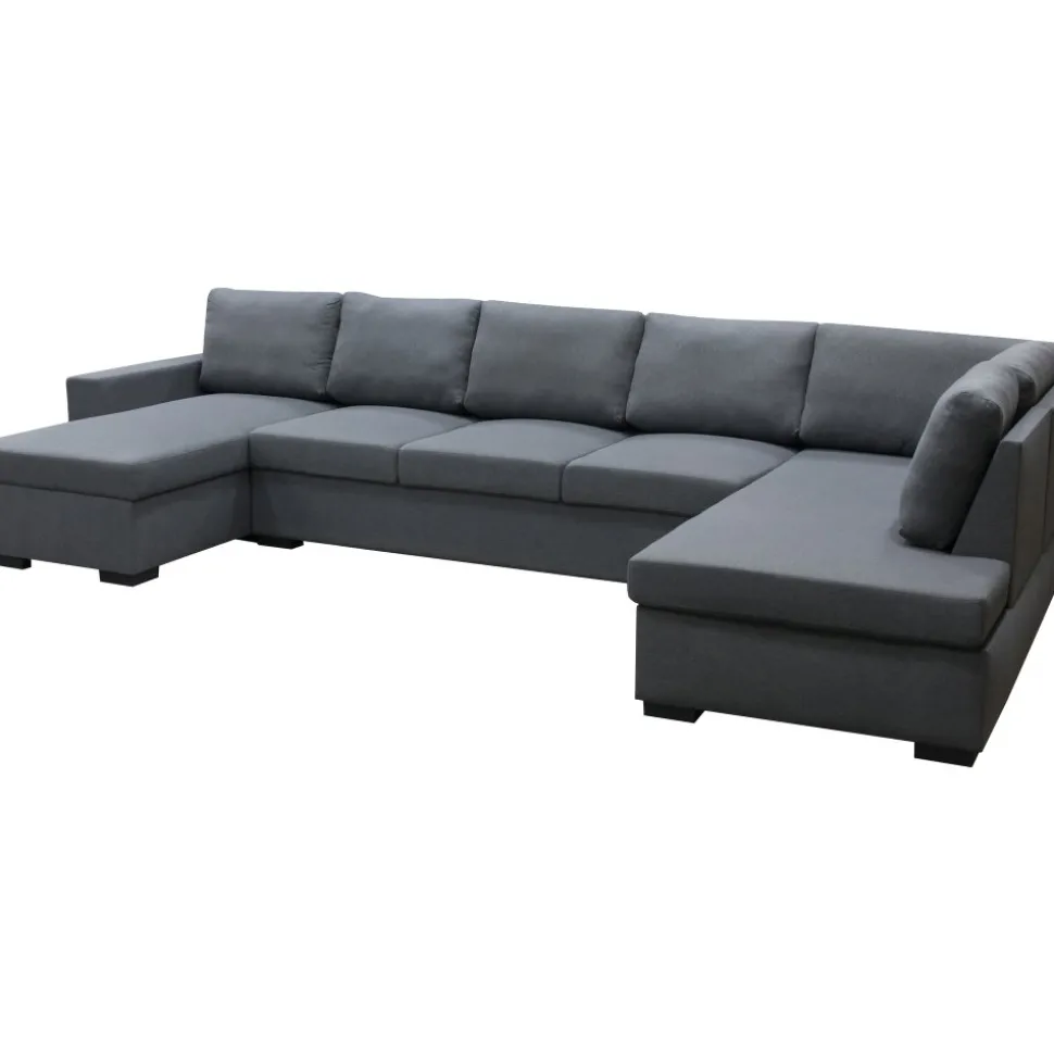 Solna mörkgrå vändbar U-soffa 367 cm + Möbeltassar