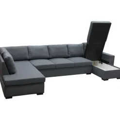 Solna mörkgrå vändbar U-soffa 367 cm + Möbeltassar