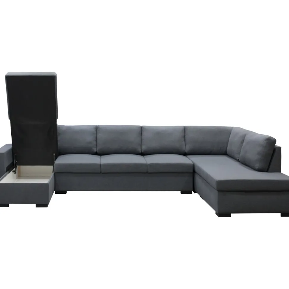 Solna mörkgrå vändbar U-soffa 367 cm + Möbeltassar