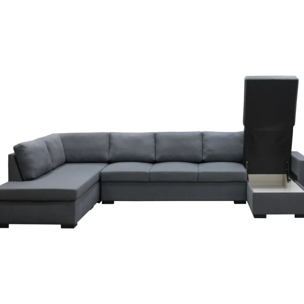 Solna mörkgrå vändbar U-soffa 367 cm + Möbeltassar