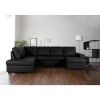 Solna U-soffa i svart PU A3D + Fläckborttagare för möbler