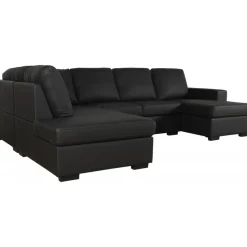 Solna U-soffa i svart PU A3D + Fläckborttagare för möbler