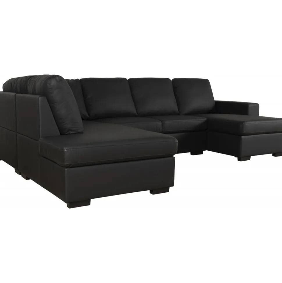 Solna U-soffa i svart PU A3D + Fläckborttagare för möbler