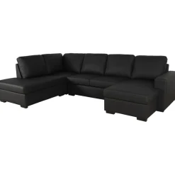 Solna U-soffa i svart PU A3D + Textilrengöring för möbler