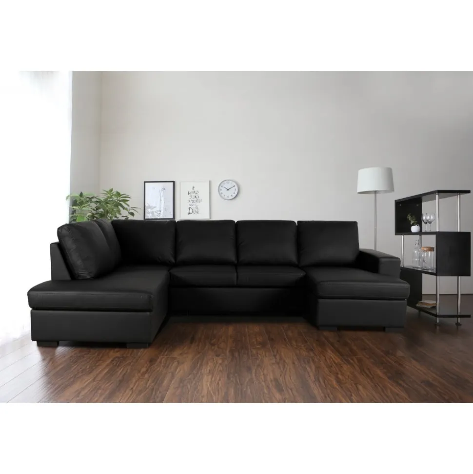 Solna U-soffa i svart PU A3D