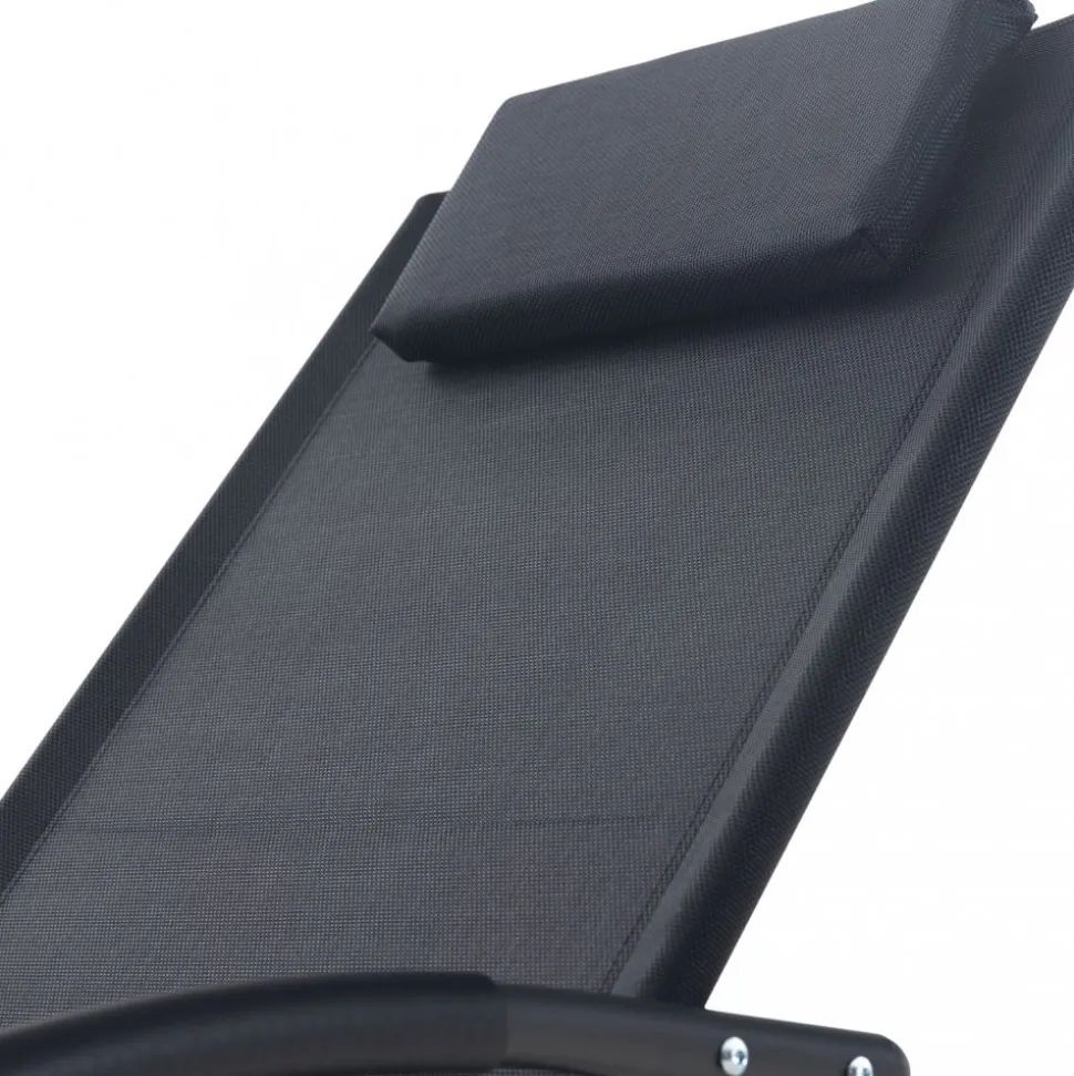 Solstol med gungfunktion - Svart + Textilskydd för utemöbler