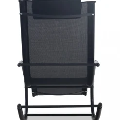 Solstol med gungfunktion - Svart + Textilskydd för utemöbler