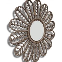 Spegel Ø90 cm brun rotting