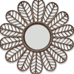 Spegel Ø90 cm brun rotting