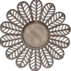 Spegel Ø90 cm brun rotting + Karta med möbeltassar på köpet!