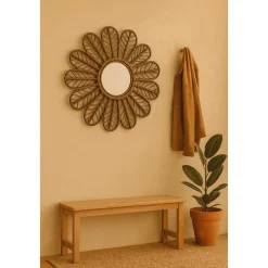 Spegel Ø90 cm brun rotting + Glas och Kristallrengöring