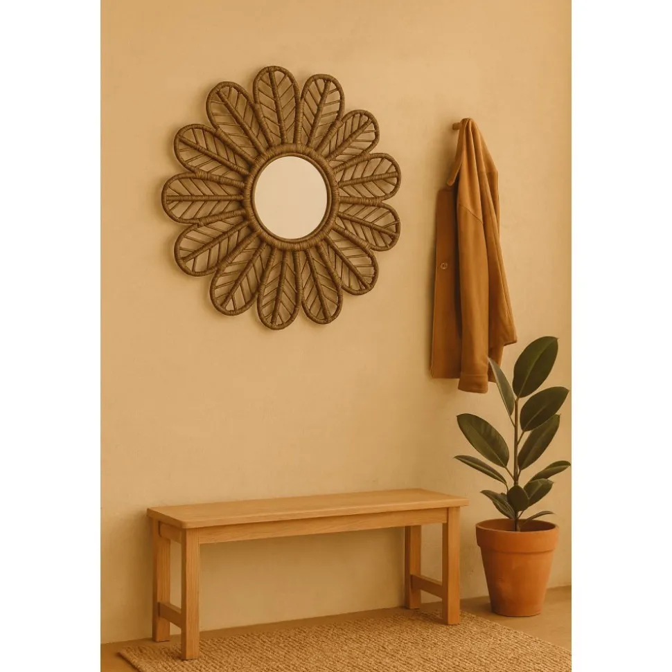 Spegel Ø90 cm brun rotting + Glas och Kristallrengöring