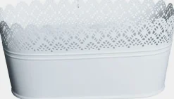 Spets kruka oval - Vit