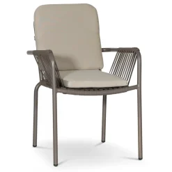 Stapelbar utestol grå med beige dyna