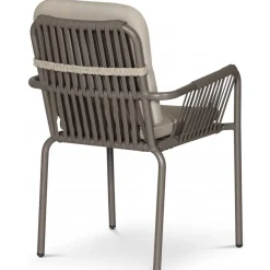 Stapelbar utestol grå med beige dyna + Rengöringsmedel för utemöbler