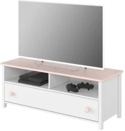 Stephany TV-bänk - Vit/rosa