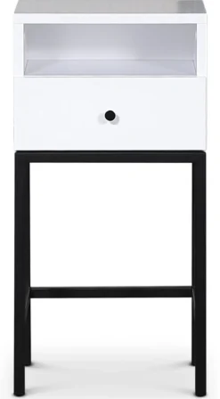 Stilo V.2 sängbord med låda Vit / Svart