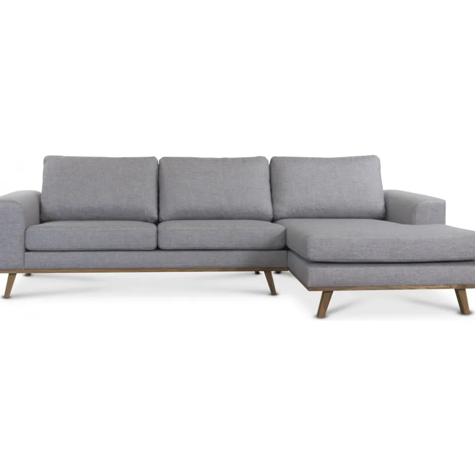 Stockholm Divansoffa Grå/Ek - Höger + Textilrengöring för möbler