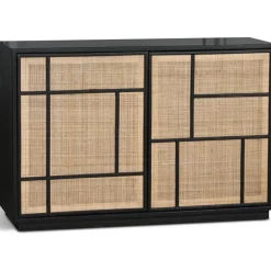 Stockholm skänk med rottingdörrar - 120 cm bred + Möbeltassar